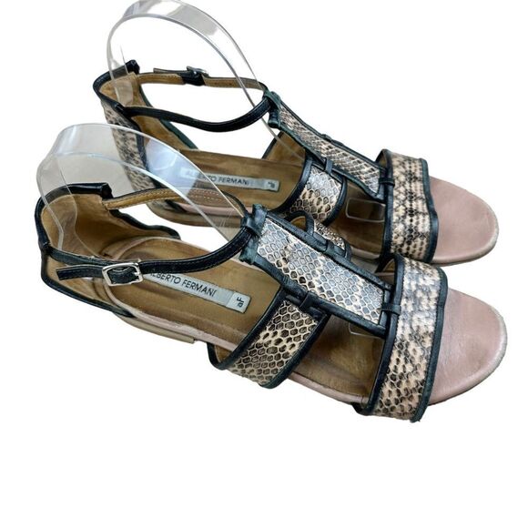 Alberto Fermani Snake Print Leather Strap Sandals - Picture 4 of 10